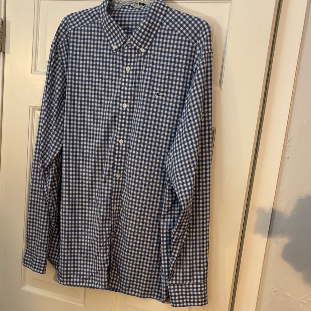 Vineyard Vines Blue and White Checkered Shirt Lightweight
